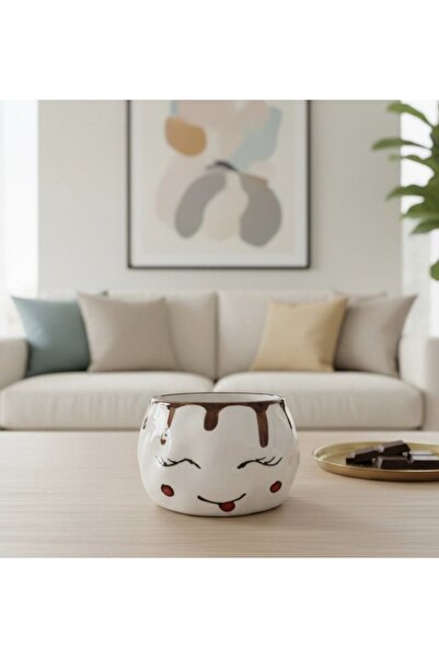 Kotium Ceramics Embossed Textured Chocolate Smiling Face Patterned Special Embossed Entirely Handmade Ceramic Mug