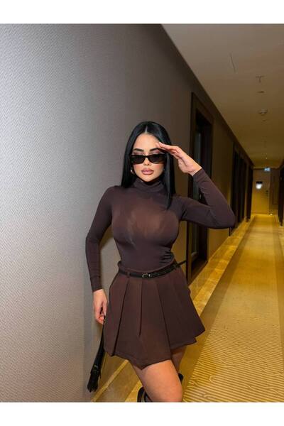 LB Laluna Butik Жіноча спідниця з тонким поясом, плісирована ззаду, схожа на шорти