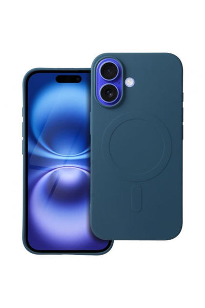 OEM Husa MagSafe pentru Apple iPhone 16, OEM, Silicone Mag (Big Hole), Albastra