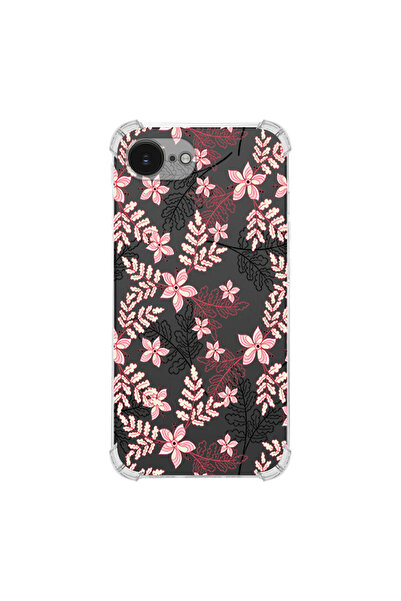 PrintiFy Floral Red Printed Corner Protection Transparent Case Compatible wit...