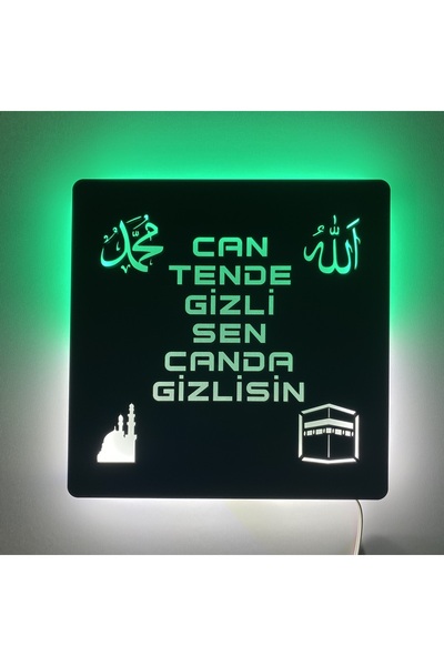 ÖZFA NEON Allah Muhammed Ravza Kabe Güzel Söz İslami LED’li Işıklı Dini Tablo - Manevi Dekor - gece lambası