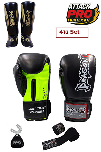 Dragondo Dragon Attack Boks Eldiveni 4'lü Set Boks Eldiven 40716 Kaval Koruyucu Bandaj Dişlik Seti