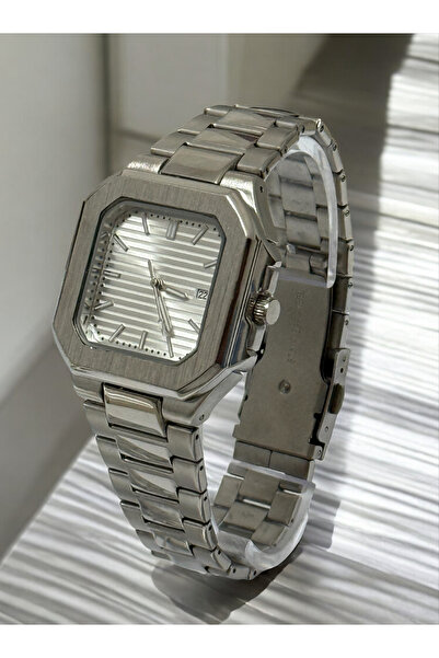 MAC CENTER Square Model Equivalent Steel Men's Wristwatch-Men's Watch-Gift-Men's Watch with Calendar