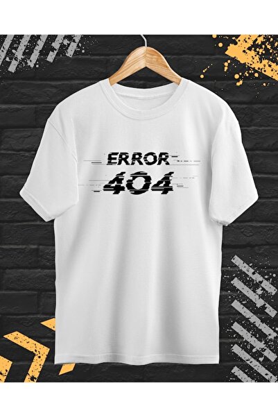 OEM Men's T-shirt with Print "Error 404", Cotton, White, XL INTL