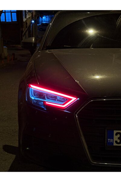 Audi A3 2017 Far Sticker Set Kırmızı