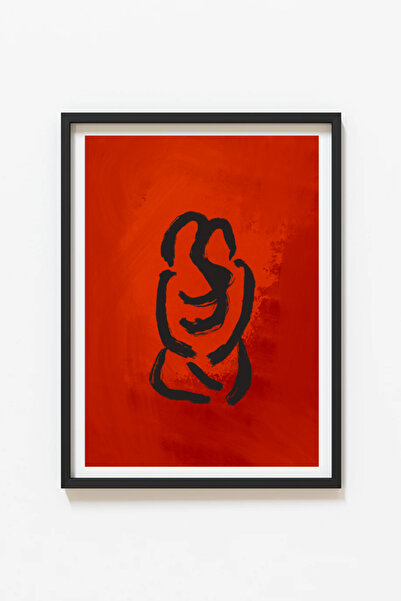 Taranist Poster - Sarılmak Aşk Dekoru Kırmızı Dekor Yatak Odası Dekoru