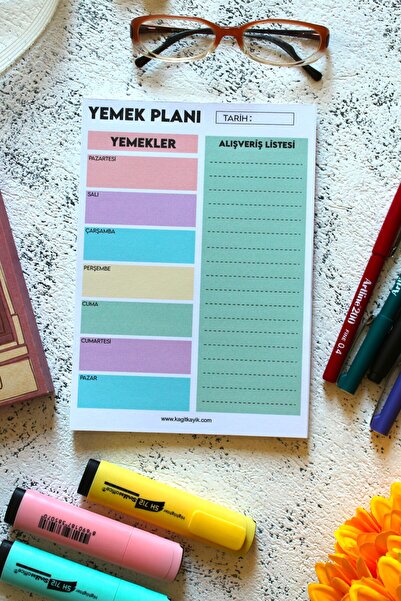 KAĞIT KAYIK GÖKKUŞAĞI YEMEK PLANLAYICI 40 SAYFA 110 GR ÜSTTEN YIRTMALI