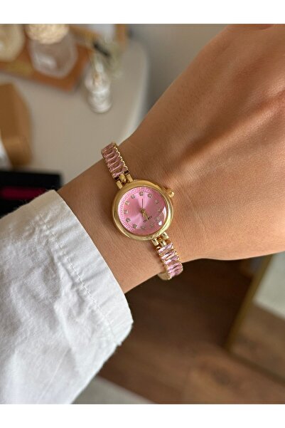 RoseandRoses Marfea Baget Su Yolu Kordon Kadın Kol Saati Gold Pembe