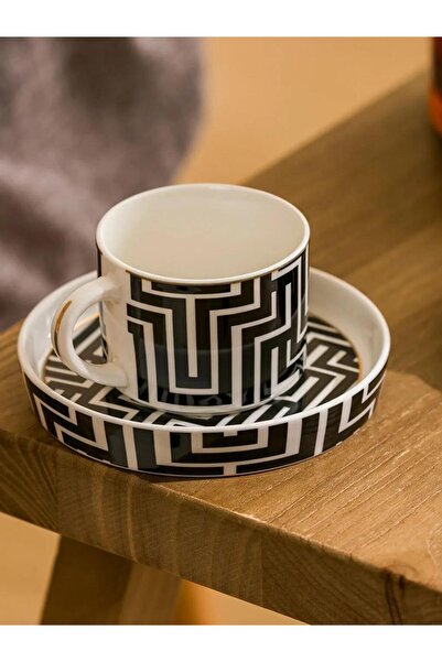LC Waikiki Geometric Patterned Porcelain Coffee Cup Set for 2 People 90 ml (W5)