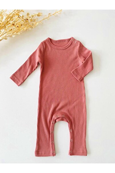 KEY KIDS Peach Ribbed Modal Long Jumpsuit
