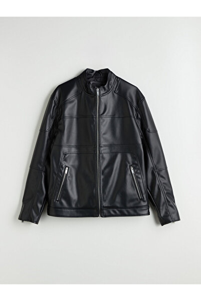 LC Waikiki XSIDE Erkek Deri Görünümlü Standart Kalıp Dik Yaka Ceket