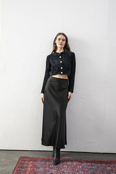 Loov Yumuşak Dokulu Siyah Düğmeli Crop Hırka – Abiye Bolero Tarzı Şık Kadın Puffy Hırka - Yumoş Hırka