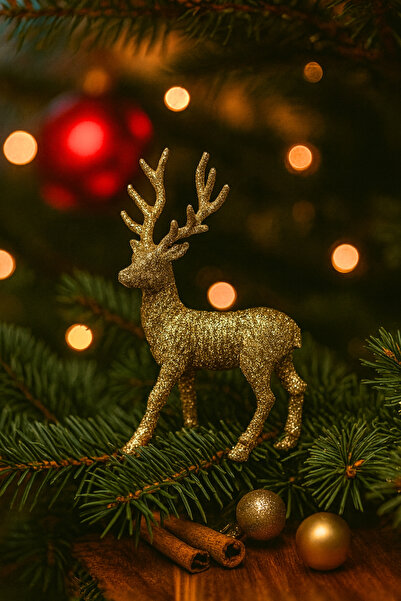 Huzur Party Store Διακοσμητικό στολίδι για το νέο έτος, χριστουγεννιάτικο δέντρο από πεύκο, χρώμα σαμπάνιας, 16 εκ.