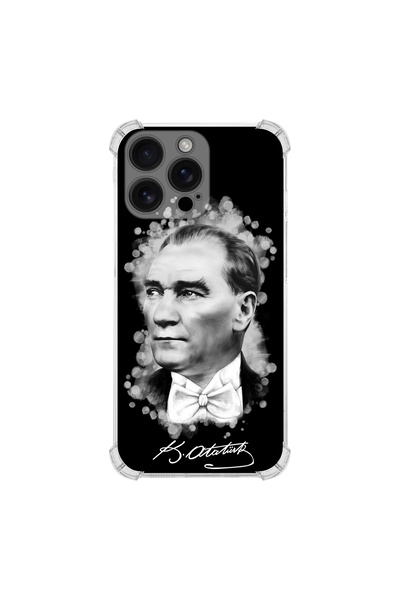 PrintiFy Apple iPhone 16 Pro Max İle Uyumlu Atatürk Baskılı Köşe Korumalı Antişok Kılıf