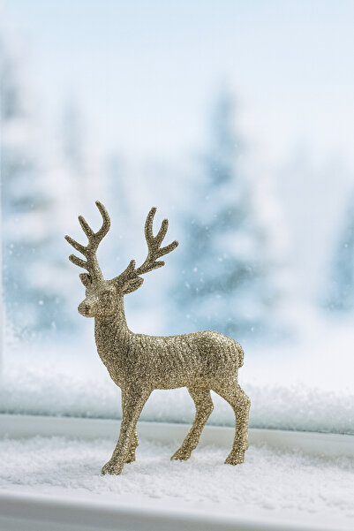 Huzur Party Store Διακοσμητικό στολίδι για το νέο έτος, χριστουγεννιάτικο δέντρο από πεύκο, χρώμα σαμπάνιας, 16 εκ.