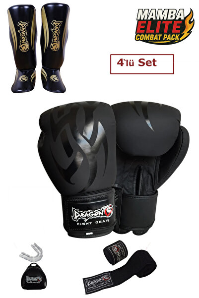 Dragondo Dragon Mamba Boks Eldiveni 4'lü Set Boks Eldiven 40716 Kaval Koruyucu Bandaj Dişlik Set