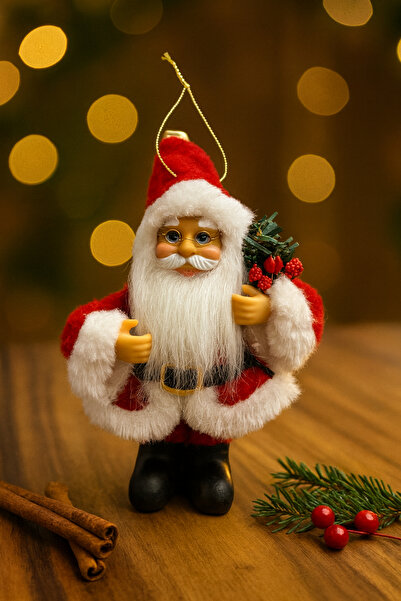 Huzur Party Store 15 cm Red Santa Claus Christmas Pine Tree Ornament Table and Showcase Decor New Year Tree Party Accessory