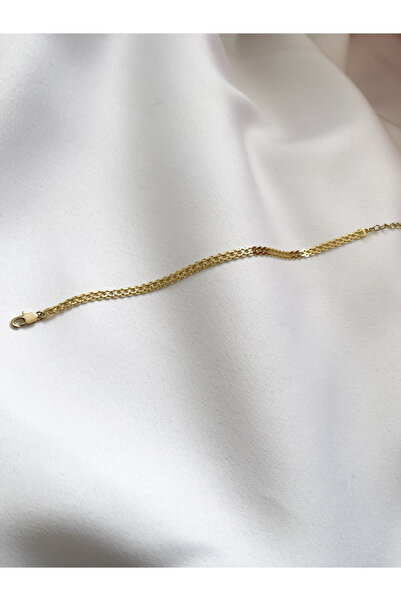 Happyline Double Chain Pattern Steel Tarnish Free Gold Bracelet