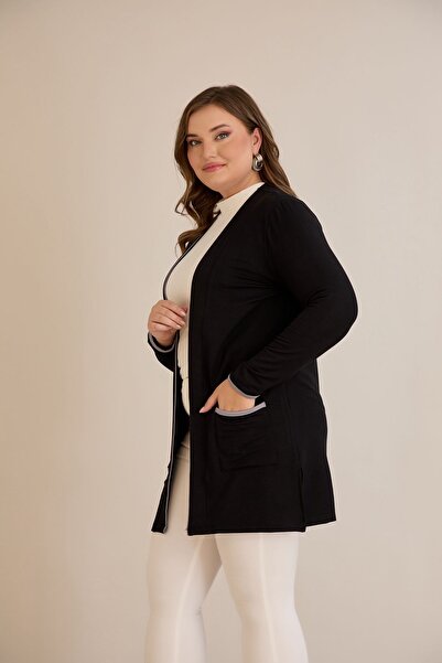 EMZAGİYİM Cardigan with Collar and Sleeves with Pockets