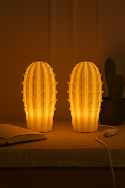loftico Kaktüs LED Abajur 16 cm Lambader Masa Lambası USB Çıkışlı