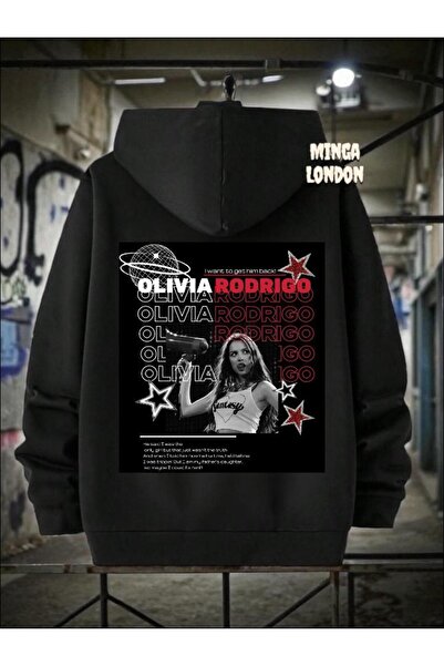 Minga London Unisex Black Singer cu imprimeu supradimensionat Swea tricou