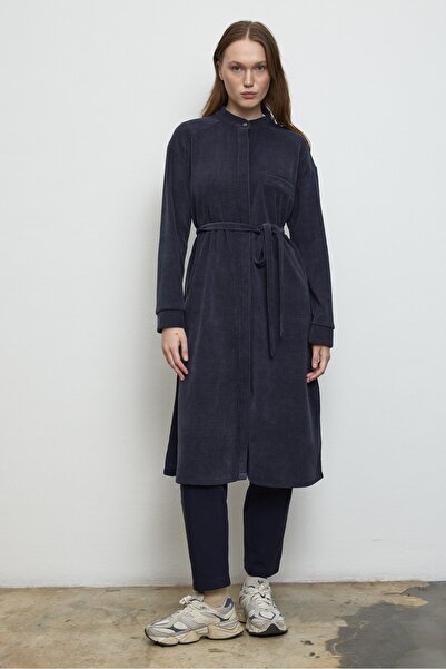 QANU Вельветова сорочка синього кольору