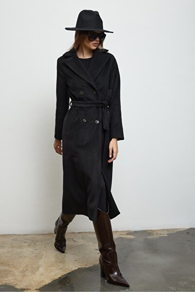 QANU Παλτό Lune Kaşe Μαύρο