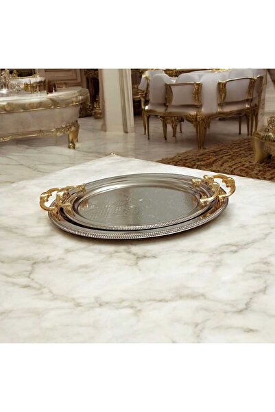 Mrt Steel Oval 2 Piece Tray 40 Cm / 48 Cm