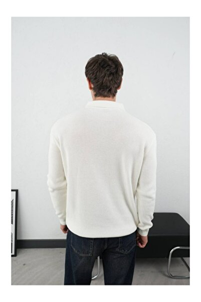 perasttesktil Men's Zippered Shirt Collar Knitwear