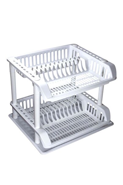 Plasticna مصفاة أطباق بلاستيكنا ذات طبقتين (أبيض)