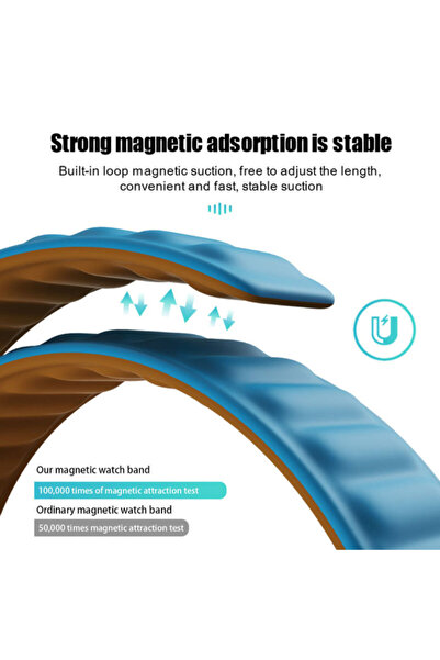 OEM Magnetic Strap compatible with Apple Watch 42/44/45/49mm, Elegant Design, Adjustable, Midnight Blue