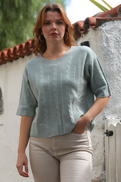 Chiccy Μπλούζα πλεκτή με στρογγυλή λαιμόκοψη και κοντό μανίκι με σχέδιο με σχισμή 56 59