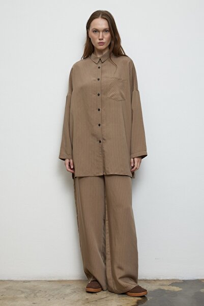 QANU Striped Modal Suit Mink