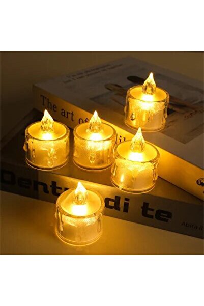 C&On Design Titreyen Alevli Kristal Erimiş Led Mum 5'li Hareketli Alevli Eriy...