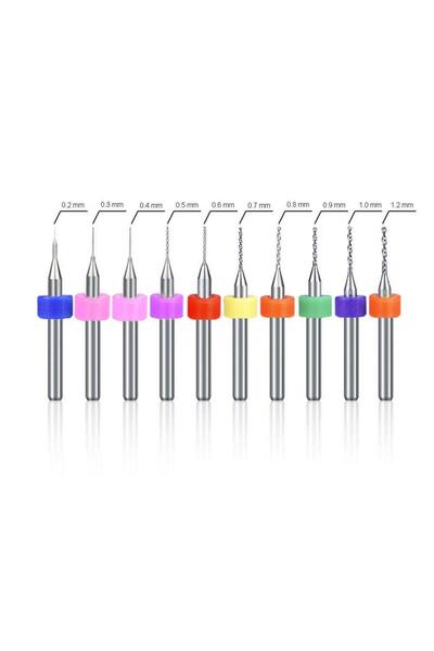 Koodmax 10 Adet 3d Yazıcı Micro Matkap Ucu Çelik Set 0.2-1.2mm Karbür Nozzle Temizleme İğnesi Kutulu