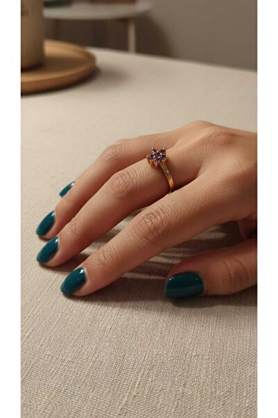 Anziano bijuteri خاتم زهري قابل للتعديل مع حجر أرجواني