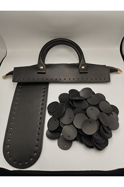 Zeyora Σετ δερμάτινη τσάντα με παγιέτες