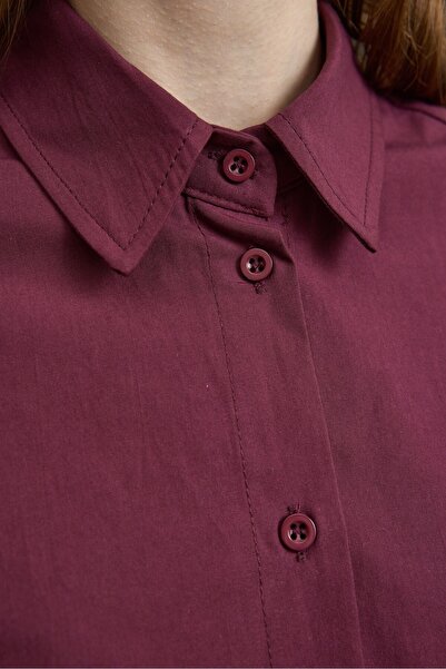 QANU Basıc Pamuk Gömlek Bordo