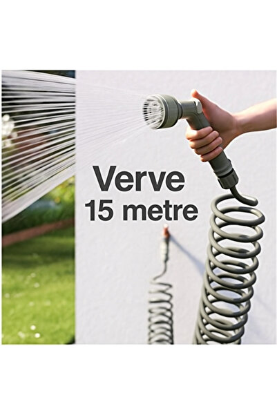 KULVARAVM Verve 15mt Spiral Esnek Hortum Sulama Hortumu Bahçe Sulama VERVE