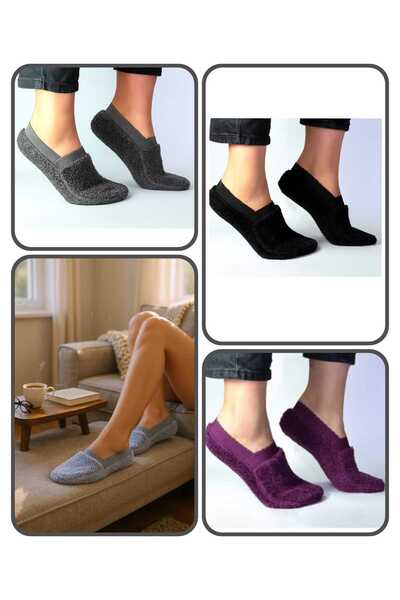 BB Дамски еластични плюшени чорапи до глезена, удобни, от мека материя, комплект от 4 броя, многоцветни