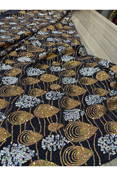 OsmanKumaşDantel قماش مطرز بالترتر ذاتي اللمعان (100×150 سم)