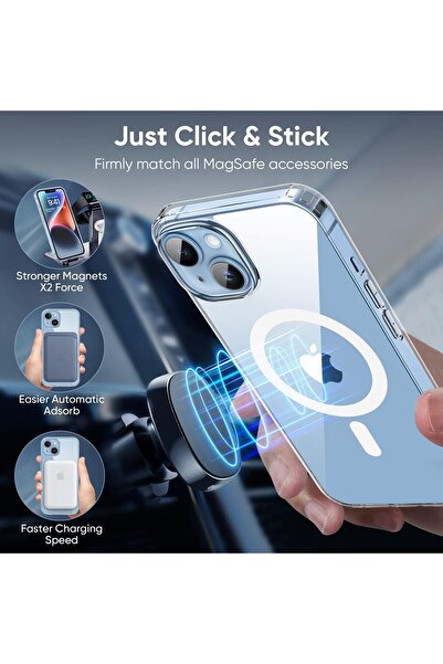 Generic iPhone 14 Plus MagSafe Clear Slim Case (2023) - Magnetic, Non-Yellowing, 10FT Military Grade Protect