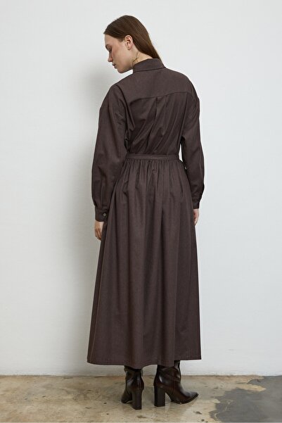 QANU Gathered Skirt Brown