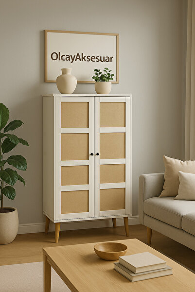 Arvessohome 165 Cm Çok Amaçlı Kiler Dolabı Ayakkabılık Eşya Dolabı Hasır Dolap