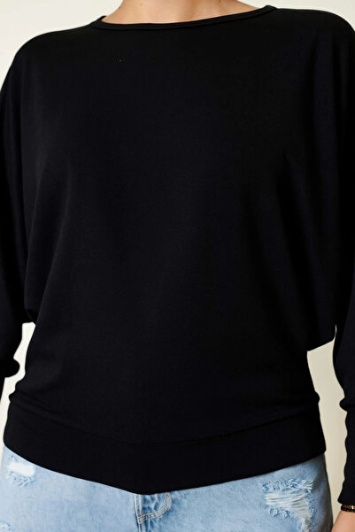 Zerenyus Batwing Sleeve Casual Blouse Black