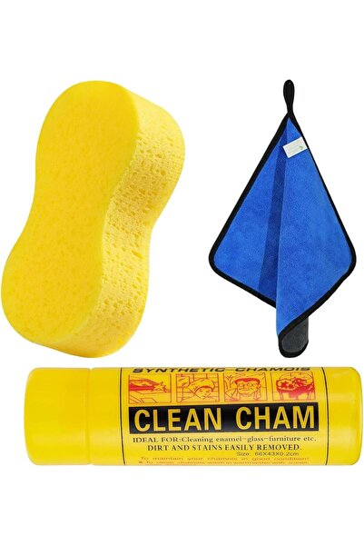 Hope 3 Pcs Car Wash Cleaning Tools Kit - Microfiber Towel, Pop Up Sponge, Cha...