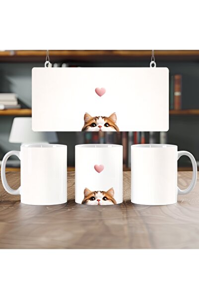 Beramussa كوب قهوة مينيمال لوف كات – كوب قهوة بتصميم بسيط ولطيف - مزين بتفاصي...