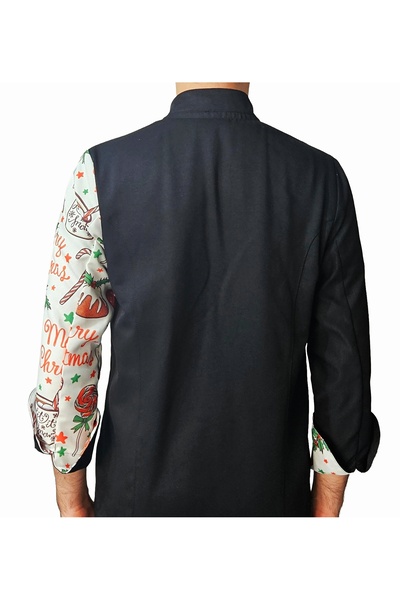 Ant Rotagrup Üniforma ve İş Elbiseleri Шефска яке с мотиви, унисекс, с копчета, с дълги ръкави, за кухня, с мотиви на захар