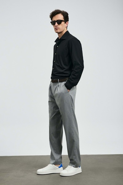 Lufian 112010668 Carl Ανδρικό πουκάμισο Basic Ανδρικό πουκάμισο Regular Fit ΜΑΥΡΟ