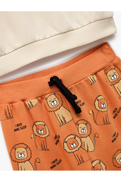 Koton Lion Printed 2-Piece Cotton Pajama Set